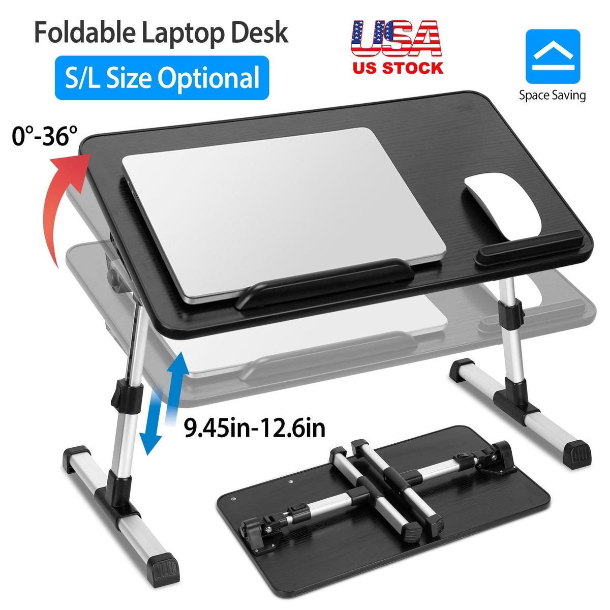 Foldable Laptop Stand Height Angle Adjust Notebook Bed Desk Breakfast Reading Table For Sofa Couch Floor Dormitory