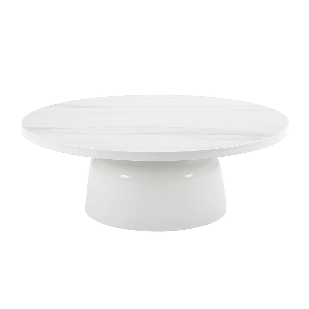 Zaid Engineering Marble High Gloss Table with Pedestal Base - White