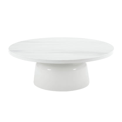 Zaid Engineering Marble High Gloss Table with Pedestal Base - White