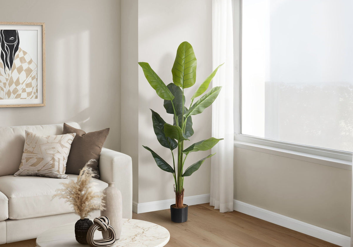 59" Tall Artificial Strelitzia Tree with Adjustable Leaves - Green