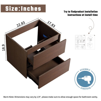 Wall-Mounted Bathroom Vanity with Soft-Close Drawer - Black Brown