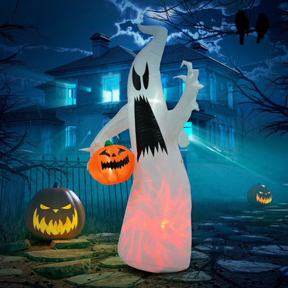 5.9' Towering LED-Lit Inflatable Ghost with Dynamic Lighting - White