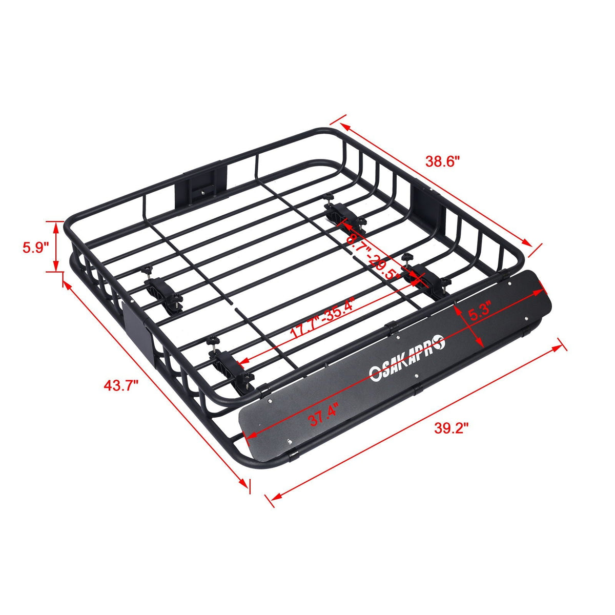 Rooftop Cargo Carrier Basket Steel Universal Fit - Black