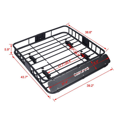 Rooftop Cargo Carrier Basket Steel Universal Fit - Black