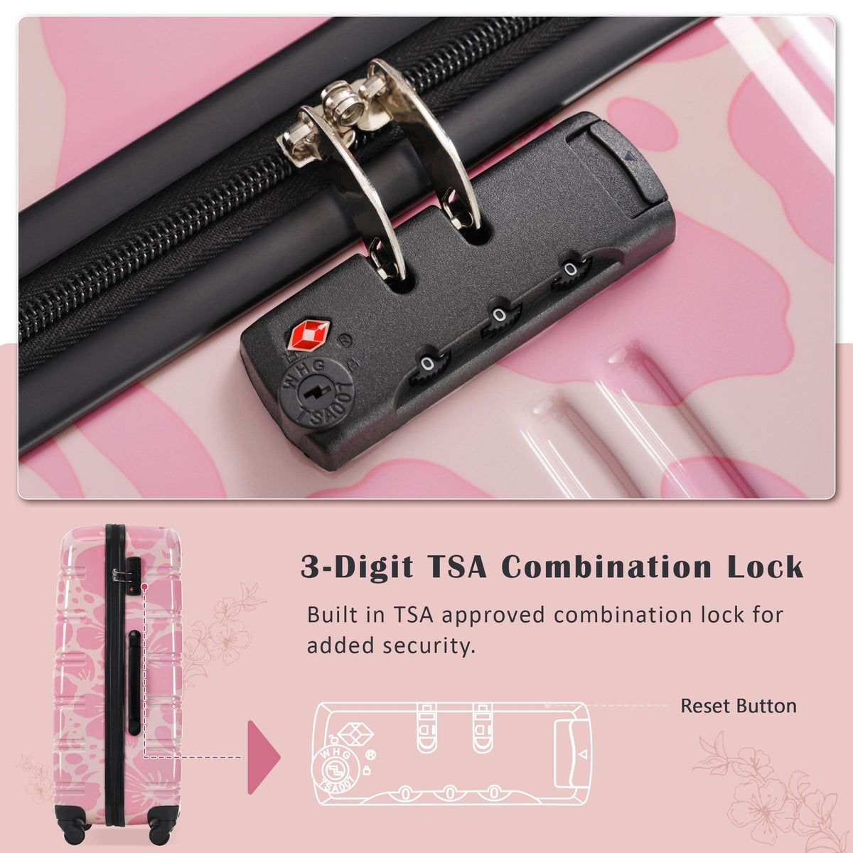 Hardshell 3-Piece Spinner Luggage Set with TSA Lock