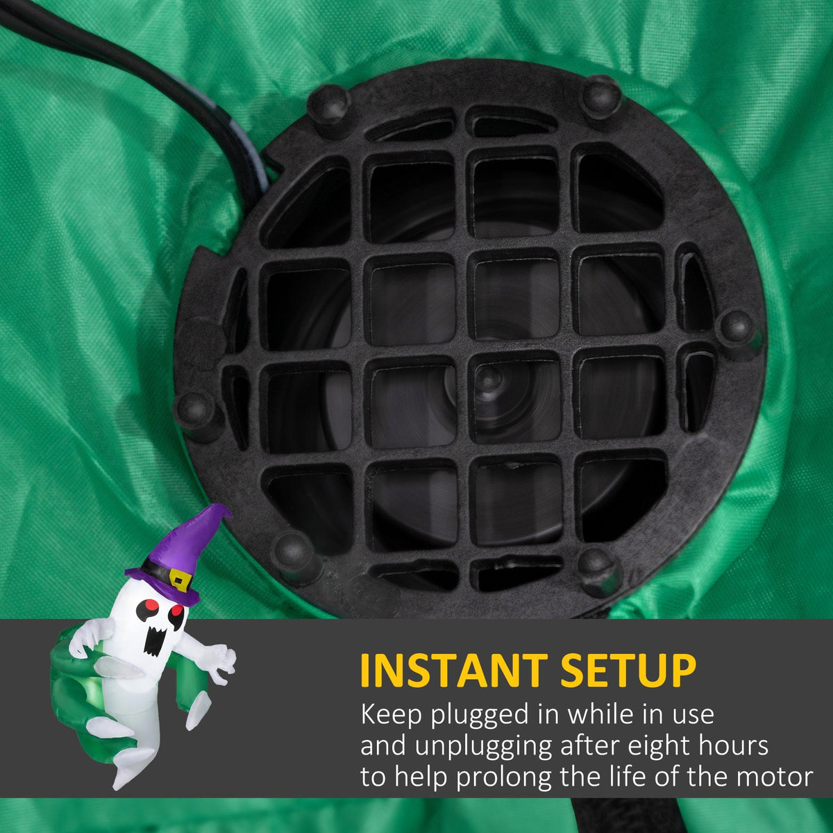 4ft Animated Inflatable Ghost with LED Illumination - Multicolor