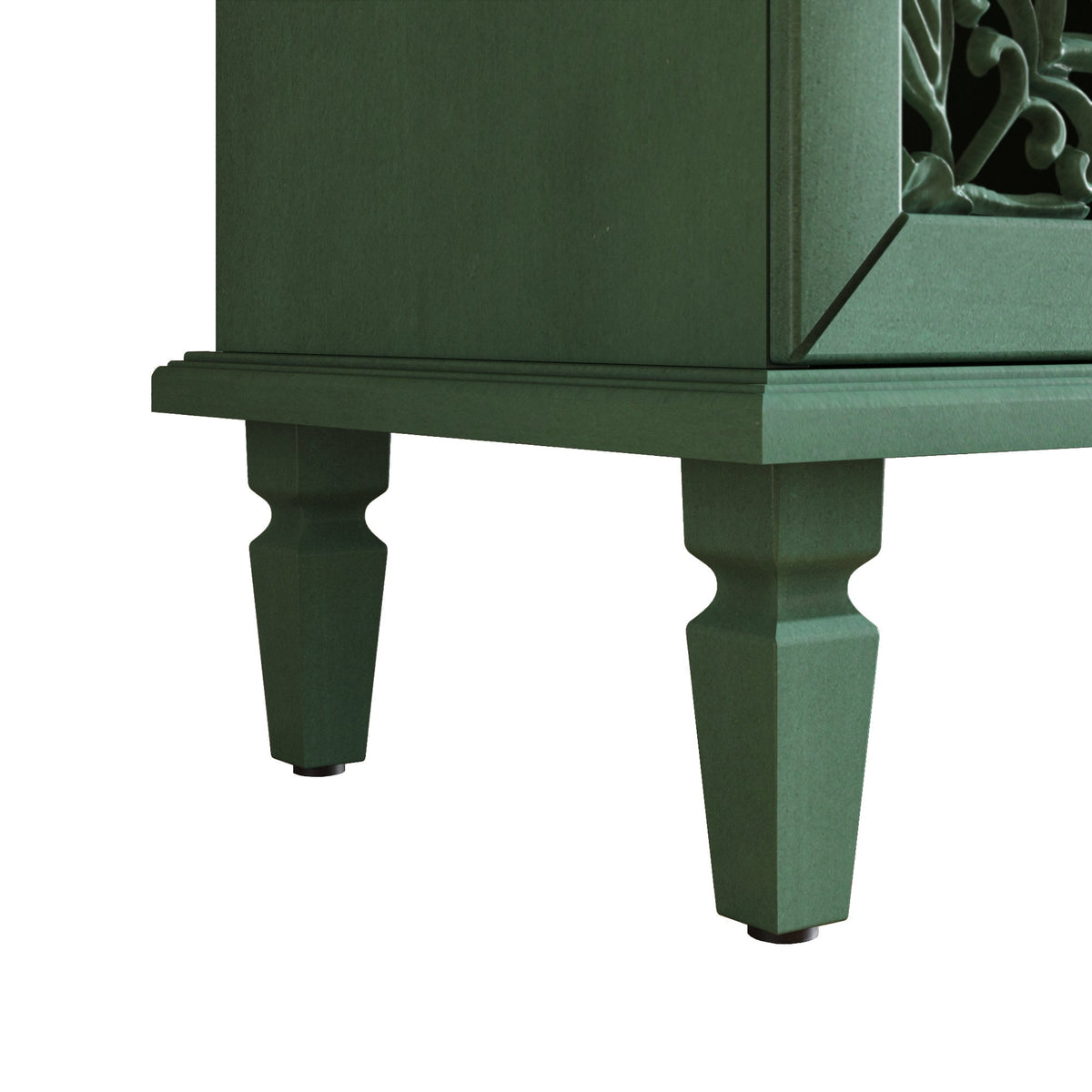 60-Inch Antique Buffet Cabinet with Floral Carvings - Antique Green