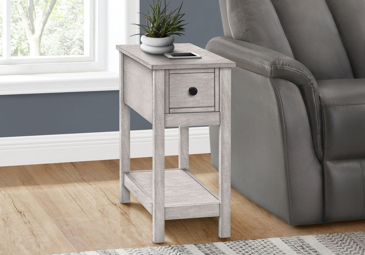 Narrow Wood End Table with Storage Drawer - Multiple Colors