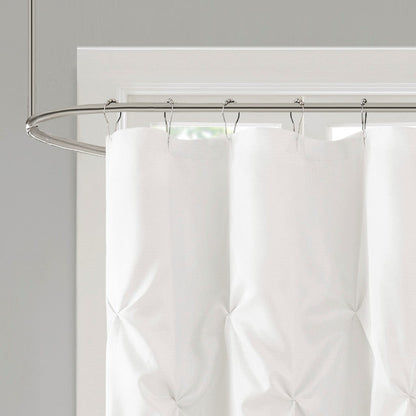 Tufted Semi-Sheer Shower Curtain with Tufted Texture - White