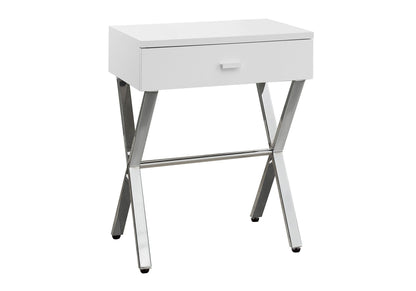 Accent Side X Table with Storage Drawer – Wood & Metal Modern Table