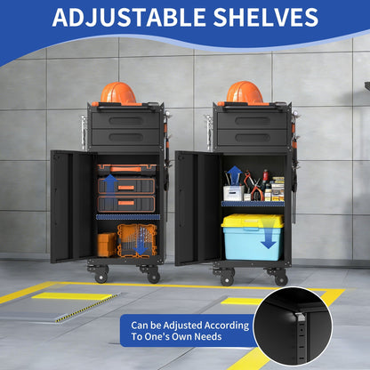 Heavy Duty Rolling Tool Cabinet with Lockable Drawers - Black