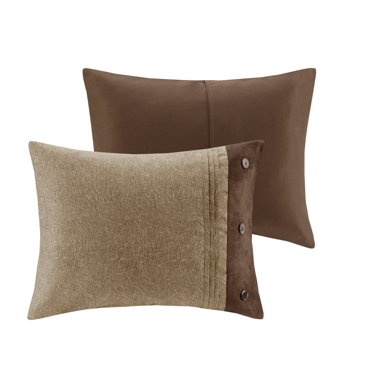 Brown Faux Suede 7 Piece Comforter Set with Decorative Pillows - King
