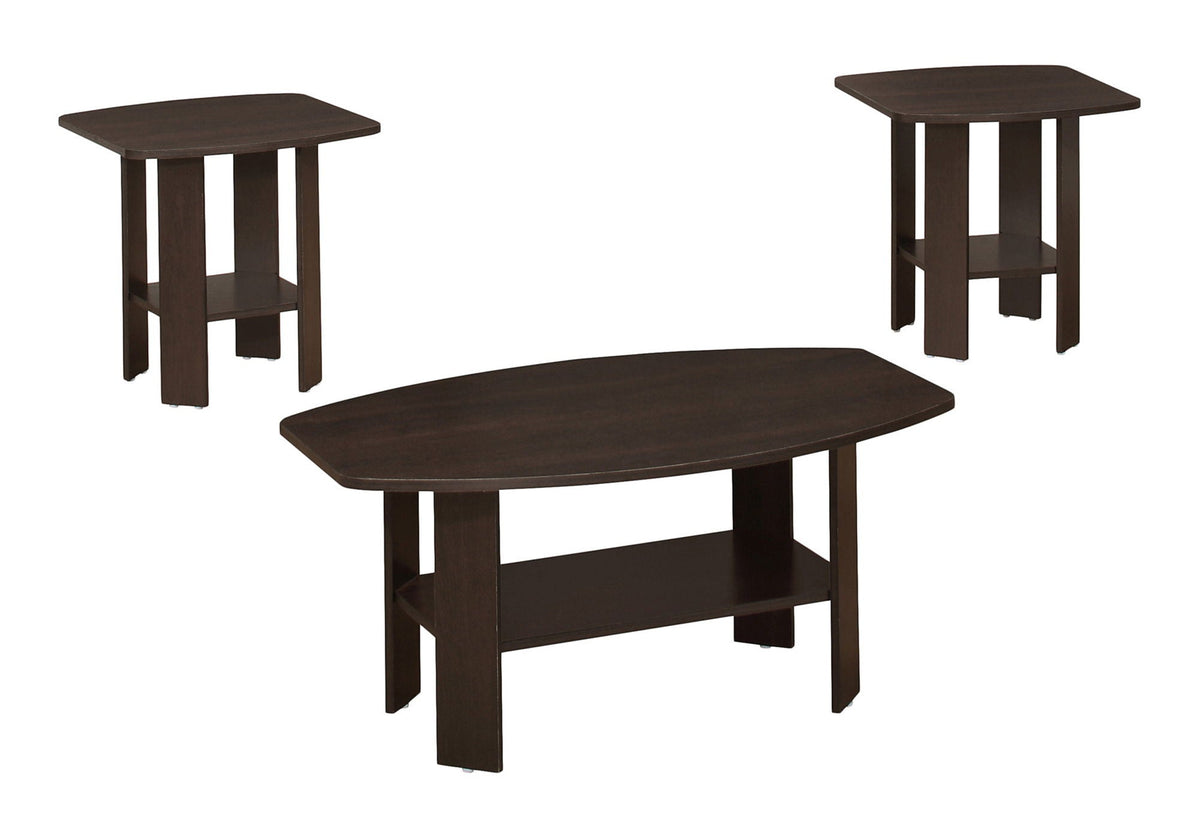 Transitional 3-Piece Table Set with Espresso Finish - Dark Brown