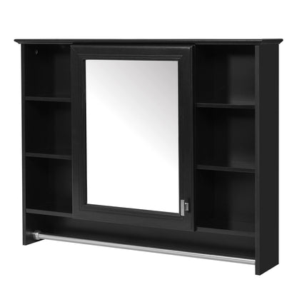 Modern Wall Mounted Mirror Cabinet with Adjustable Shelf - White or Black