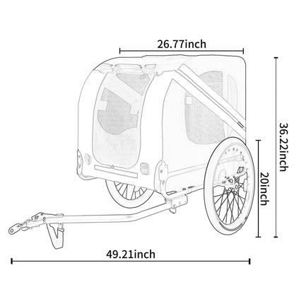 Large Folding Bike Trailer for Dogs with Mesh Ventilation - Gray
