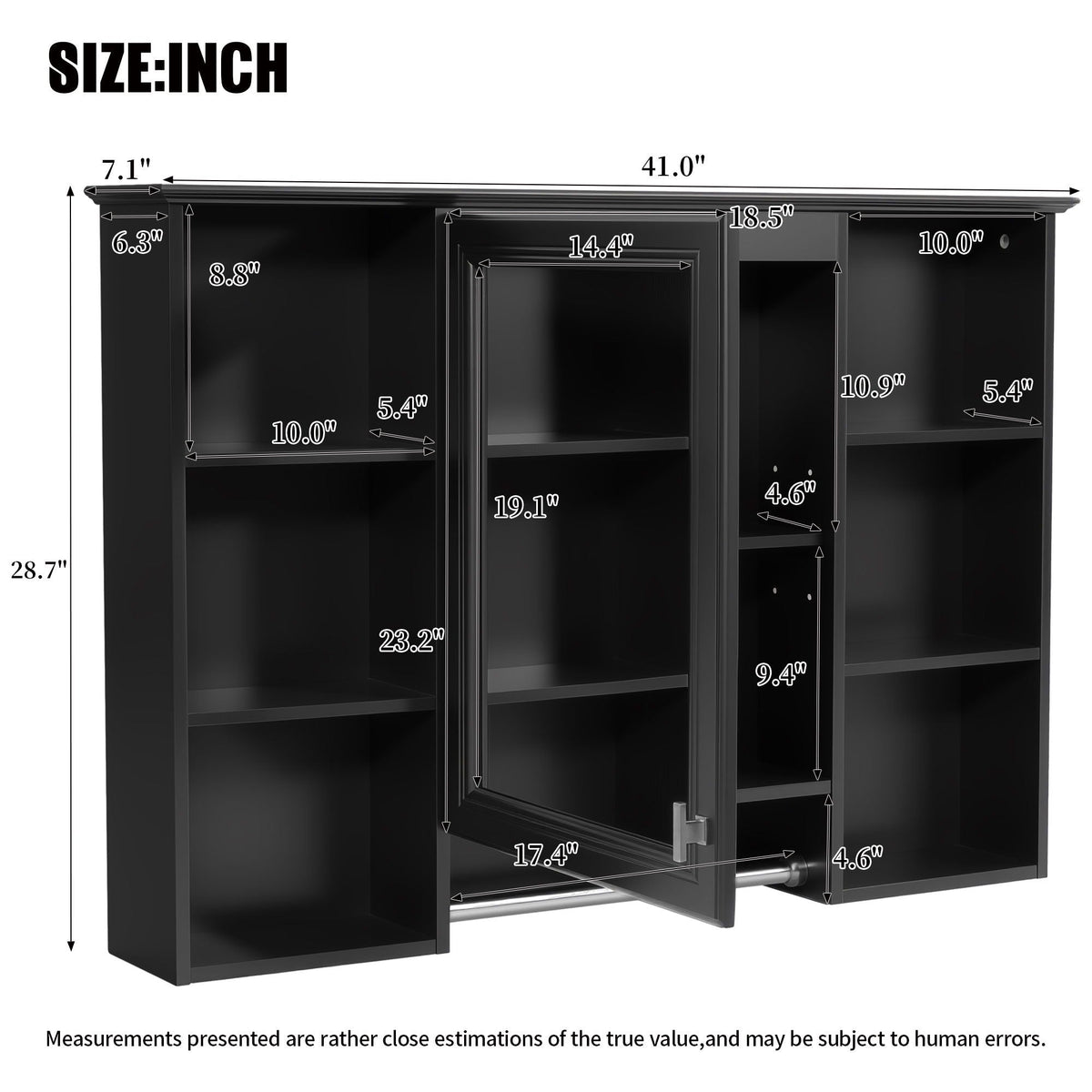 3-in-1 Modern Bathroom Mirror Cabinet with Adjustable Shelf - White or Black