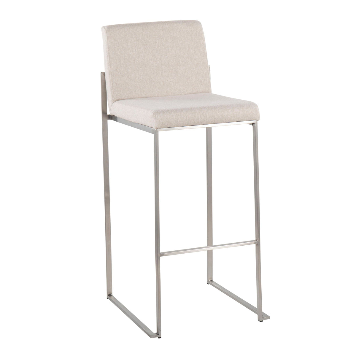 Contemporary High Back Barstool Set with Upholstered Seat – Multiple Colors