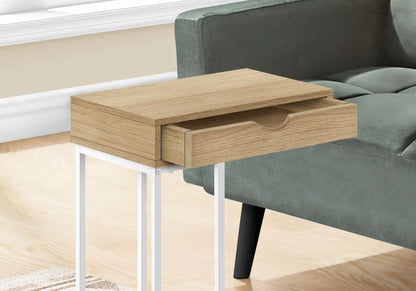 C-Shaped Accent Table with Pass-Through Drawer - Light Brown, White, Black, or Gray