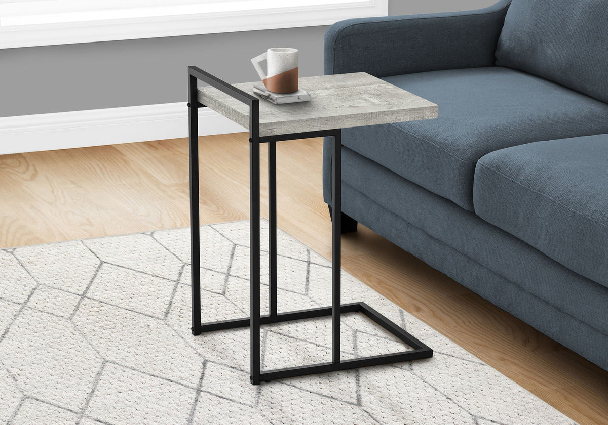 C-Shaped Accent Table with Metal Base - Versatile Wood-Look Top