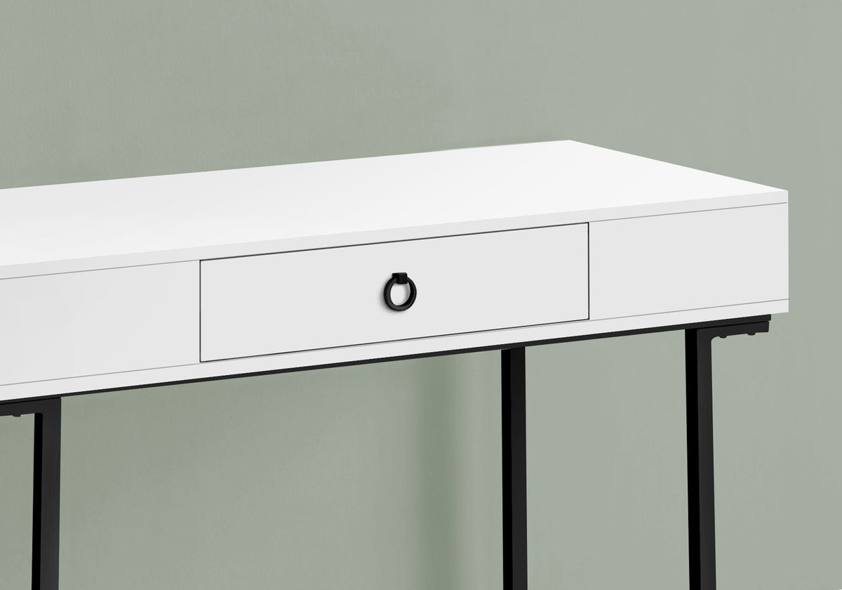Glossy Computer Desk with Storage Drawer - Dark Gray or White