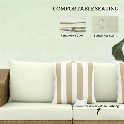 Rattan Wicker Outdoor Sofa with Cushions and Throw Pillows
