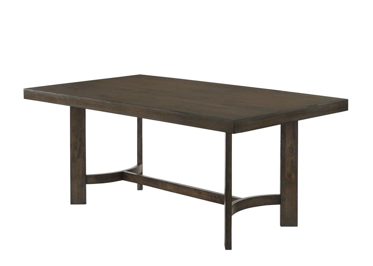 Farren Weathered Oak Dining Table with Durable Wood Construction - Dark Brown