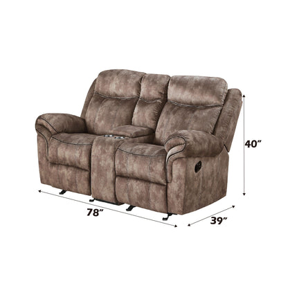 Two-Tone Reclining Loveseat with USB Console - Dark Gray or Dark Brown