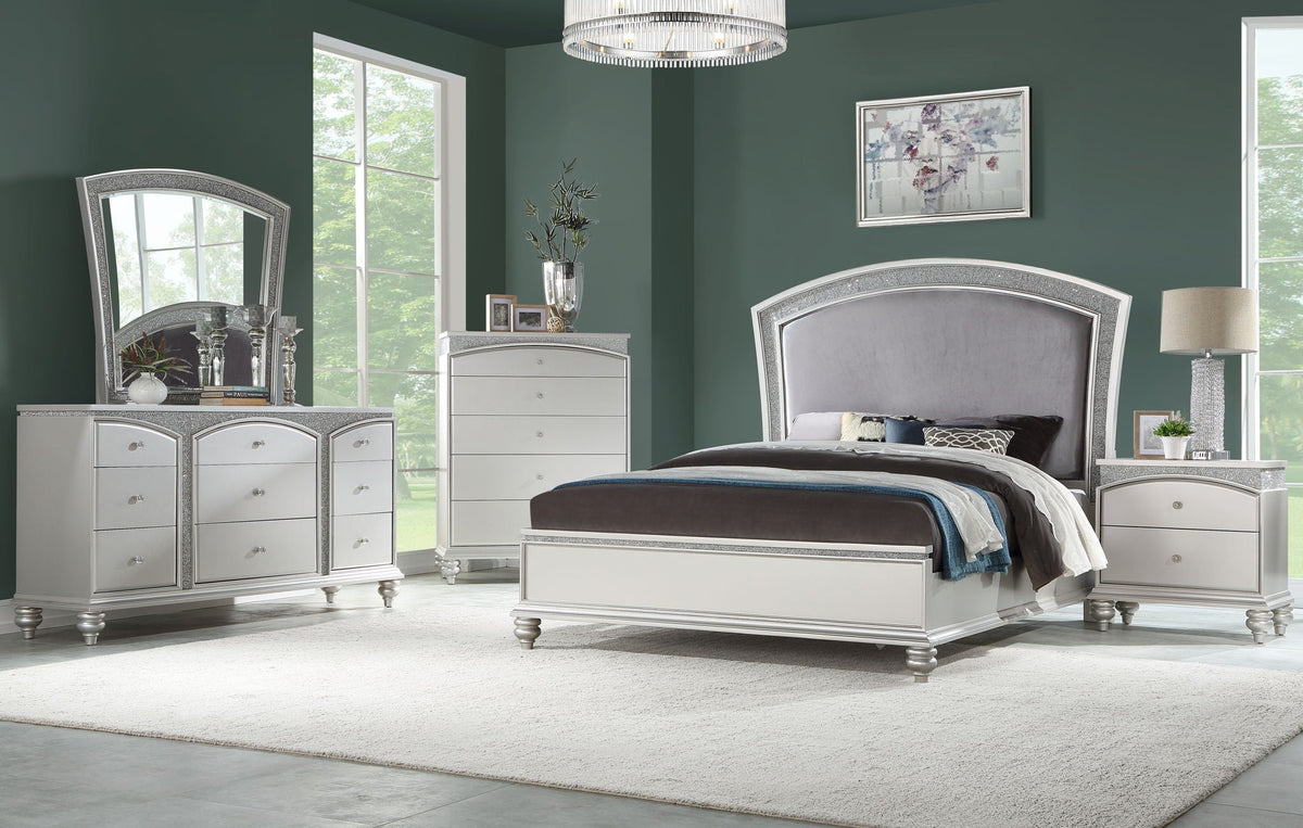 Maverick Panel Bed with Rhinestone Inlay - Gray