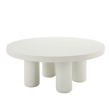 Loanna White Coffee Table with Hardwood & Birch Veneer – White