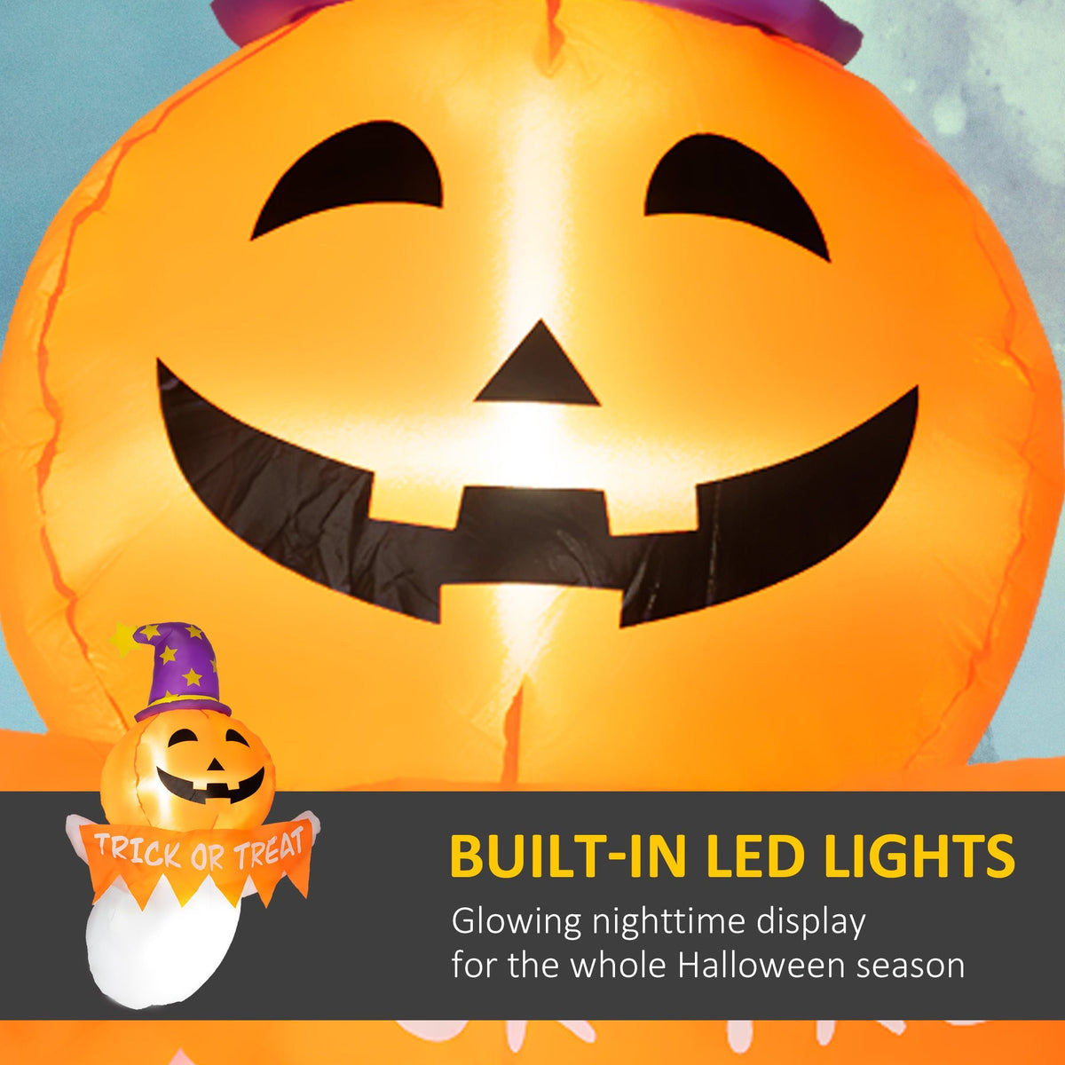 Inflatable Halloween Ghost Window Sticker with LED Lights - White