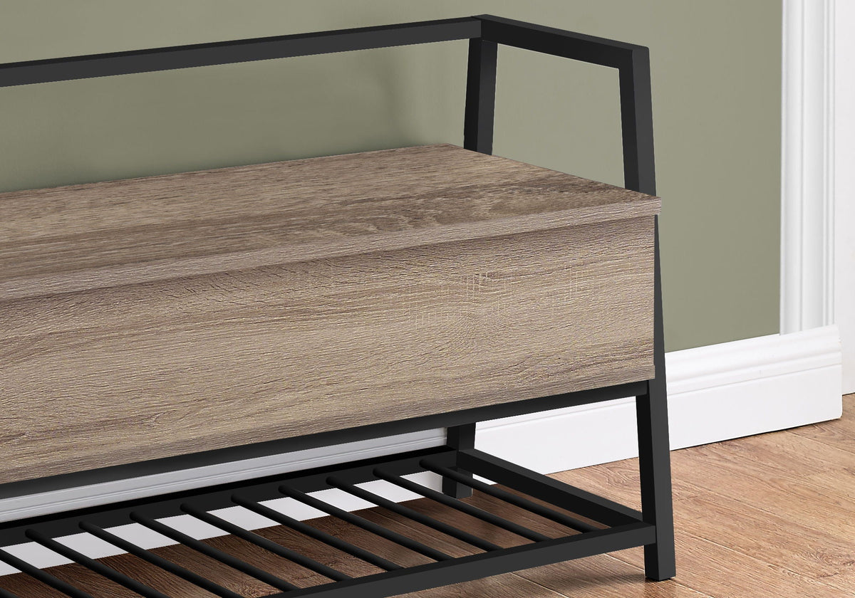 Rectangular Storage Bench with Flip-Top Storage - Gray or Light Brown