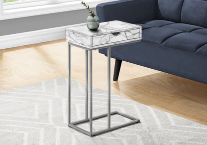 C-Shaped Accent Table with Pass-Through Drawer - Light Brown, White, Black, or Gray