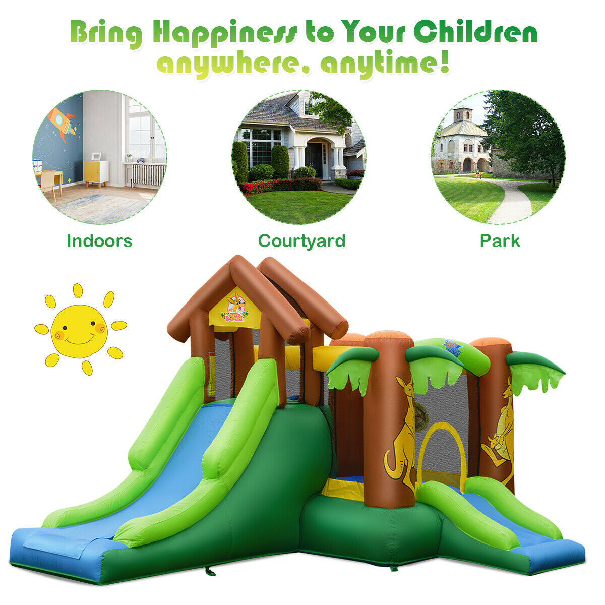 Kids Inflatable Jungle Bounce House Castle including Bag without Blower