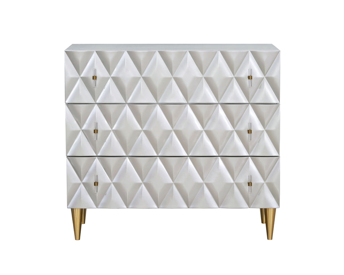 Anson Console Cabinet with 3D Diamond Drawers - Silver / Champagne
