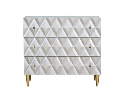 Anson Console Cabinet with 3D Diamond Drawers - Silver / Champagne
