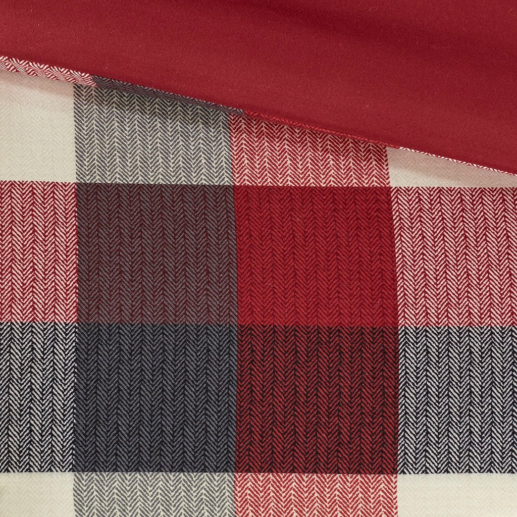 7 Piece Herringbone Comforter Set - Red California King