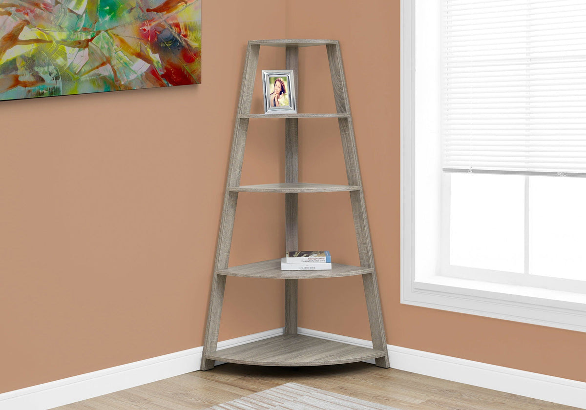 4-Tier Corner Bookshelf with 4 Fixed Shelves - White or Light Brown