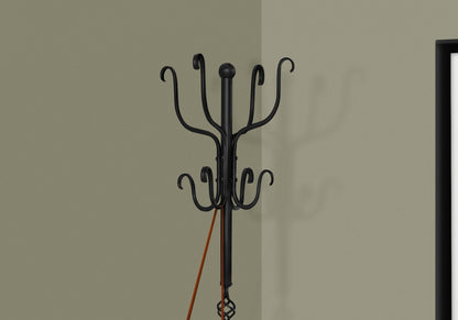 Coat Rack Hall Tree with 8 Hooks - Black Metal Entryway Stand