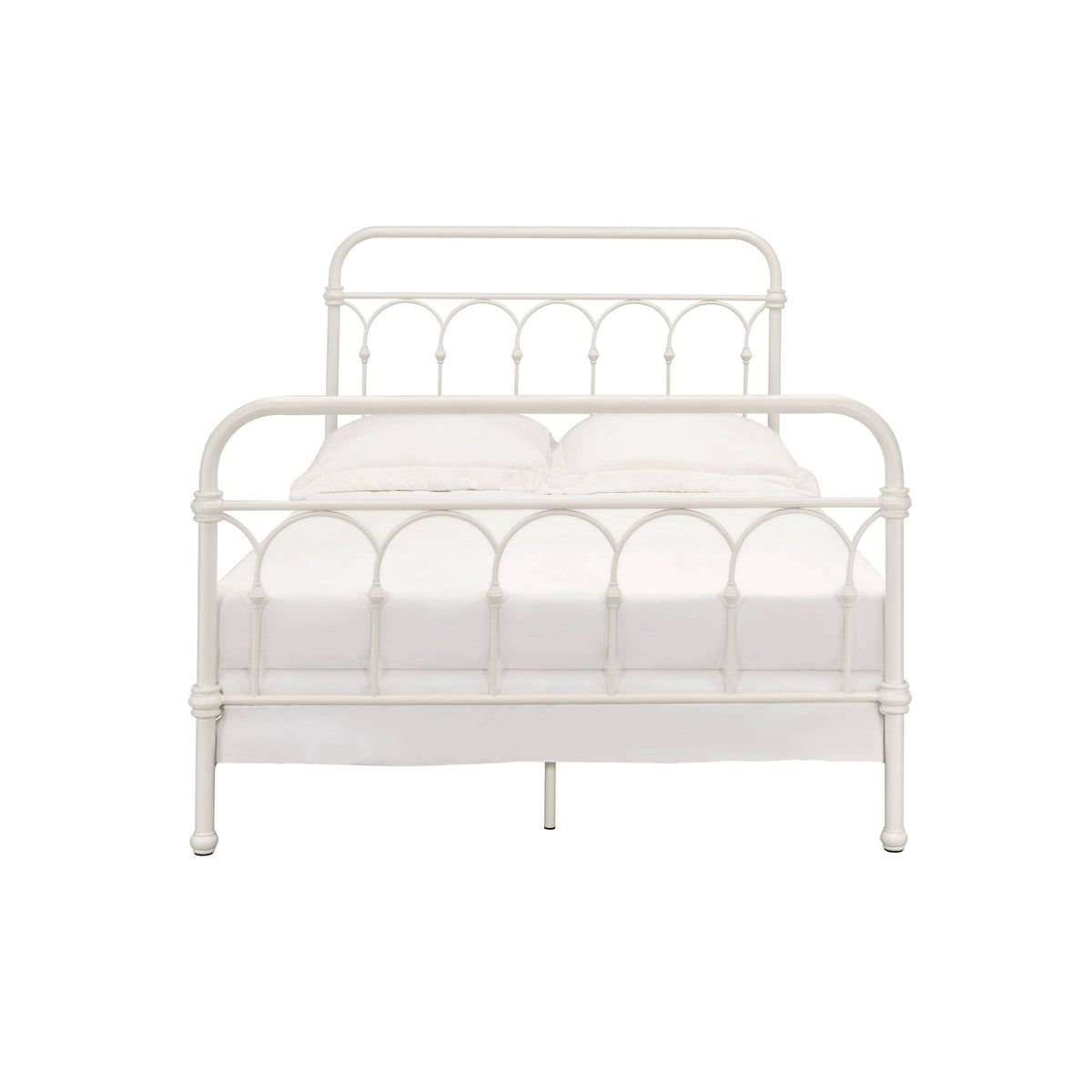 Citron Full Bed with Elegant Metal Panel Design - White
