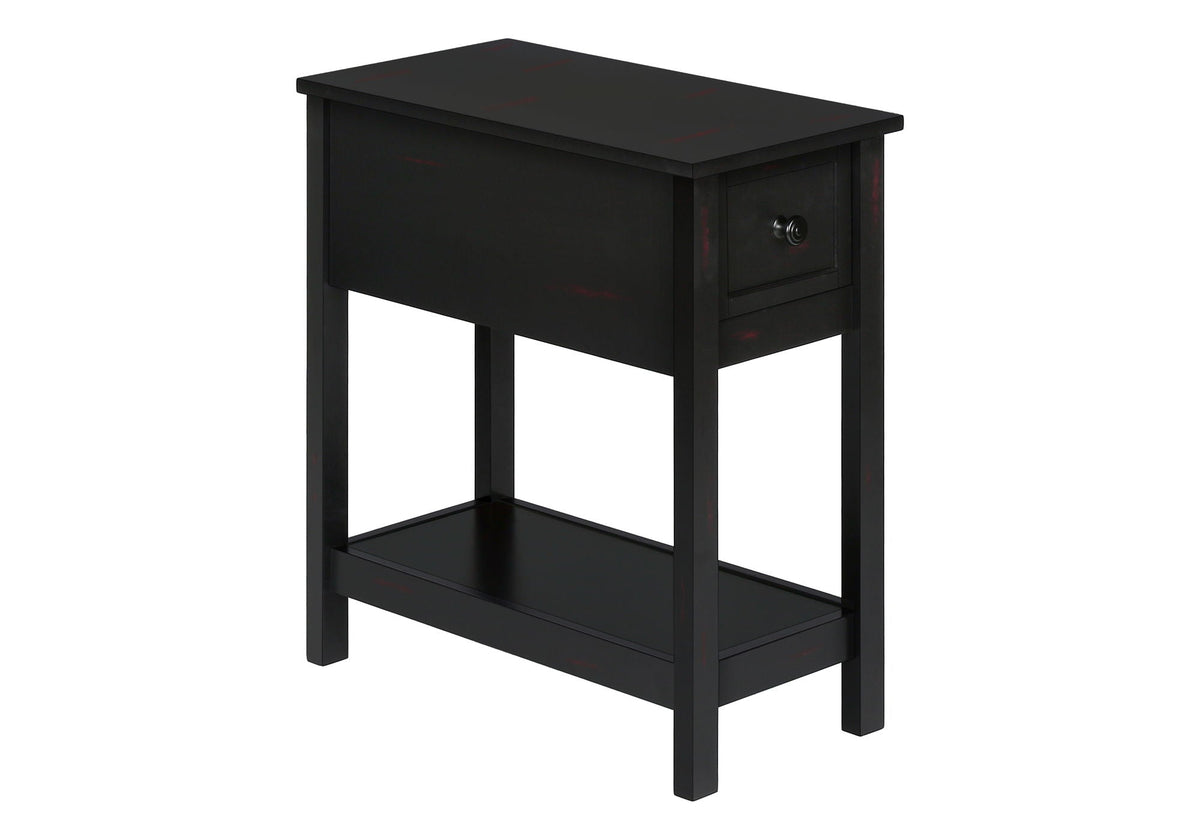 Narrow Wood End Table with Storage Drawer - Multiple Colors