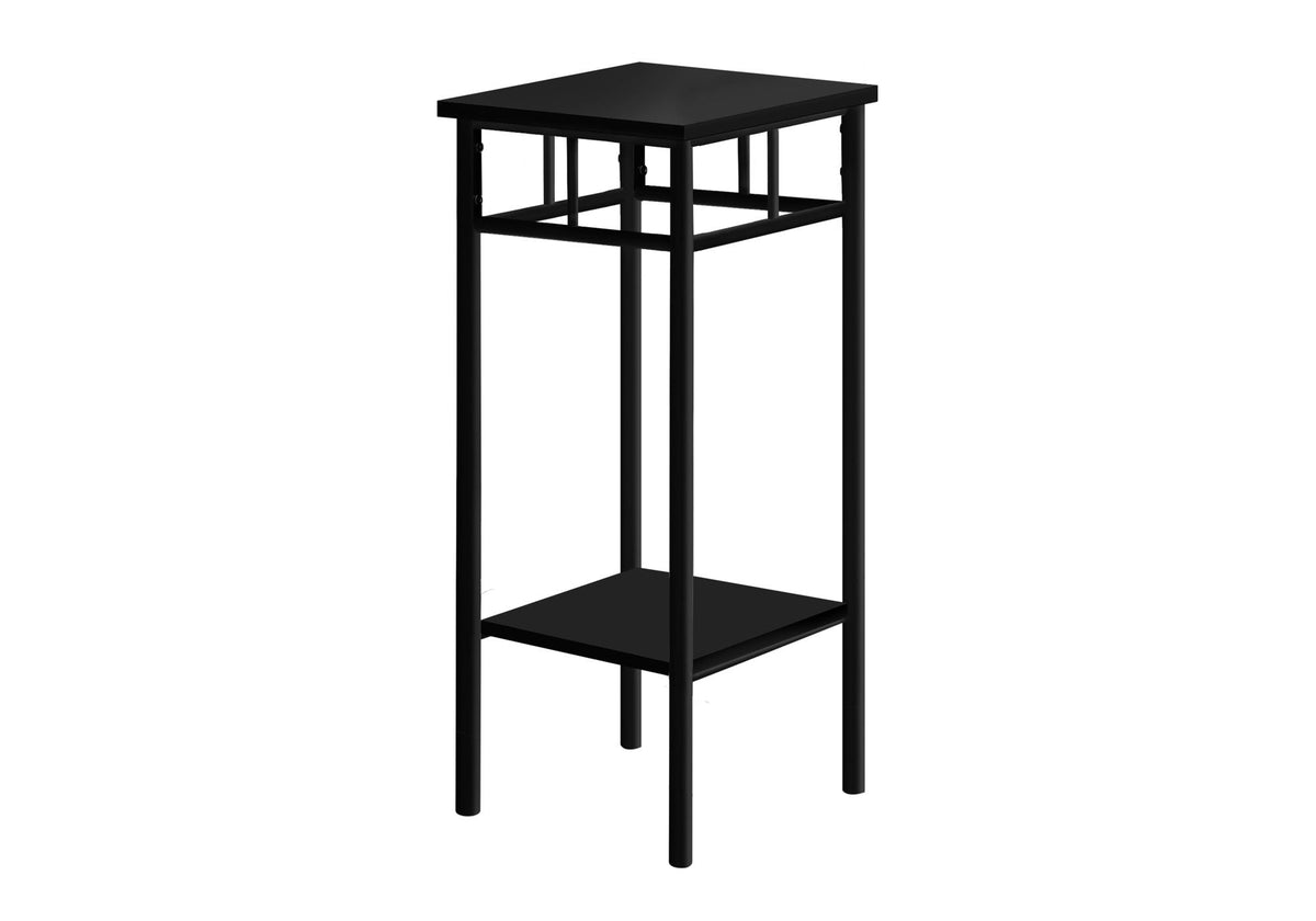 Square Accent Table with Wood Shelves - Black or White