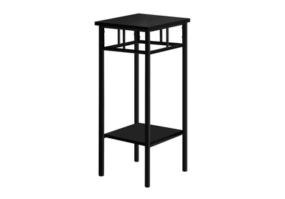 Square Accent Table with Wood Shelves - Black or White