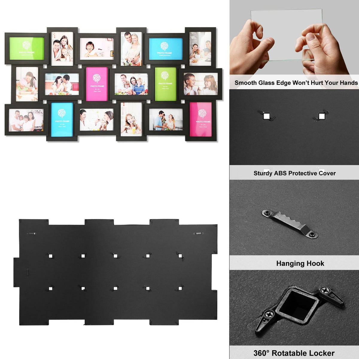 12/18-Photo Collage Frame (4"x6") – Glass, Wall Mount, Home Decor