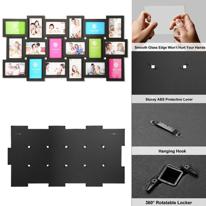 12/18-Photo Collage Frame (4"x6") – Glass, Wall Mount, Home Decor