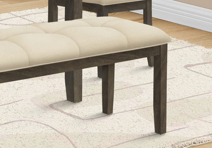 Rectangular Upholstered Bench with Tufted Seat - Cream