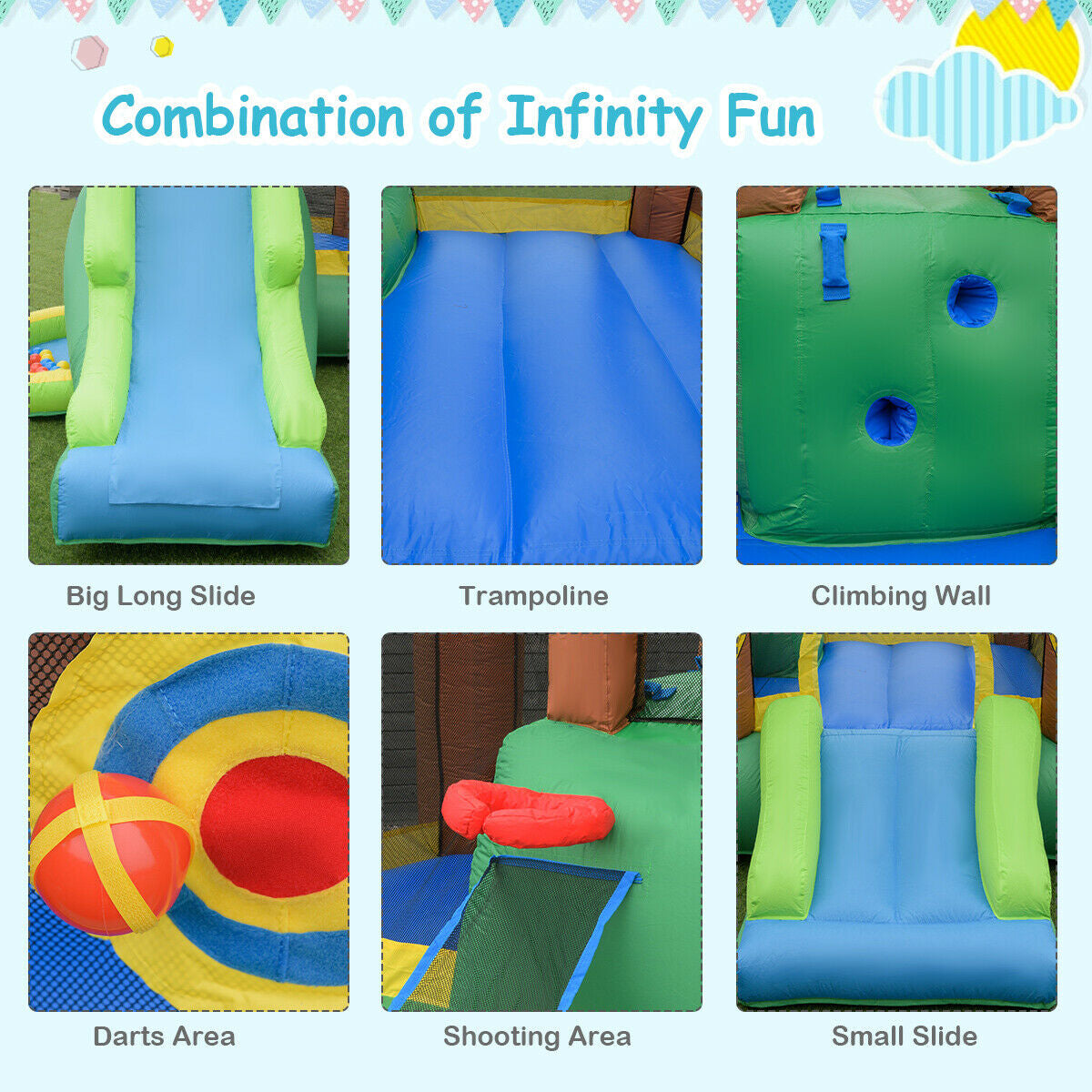 Kids Inflatable Jungle Bounce House Castle including Bag without Blower