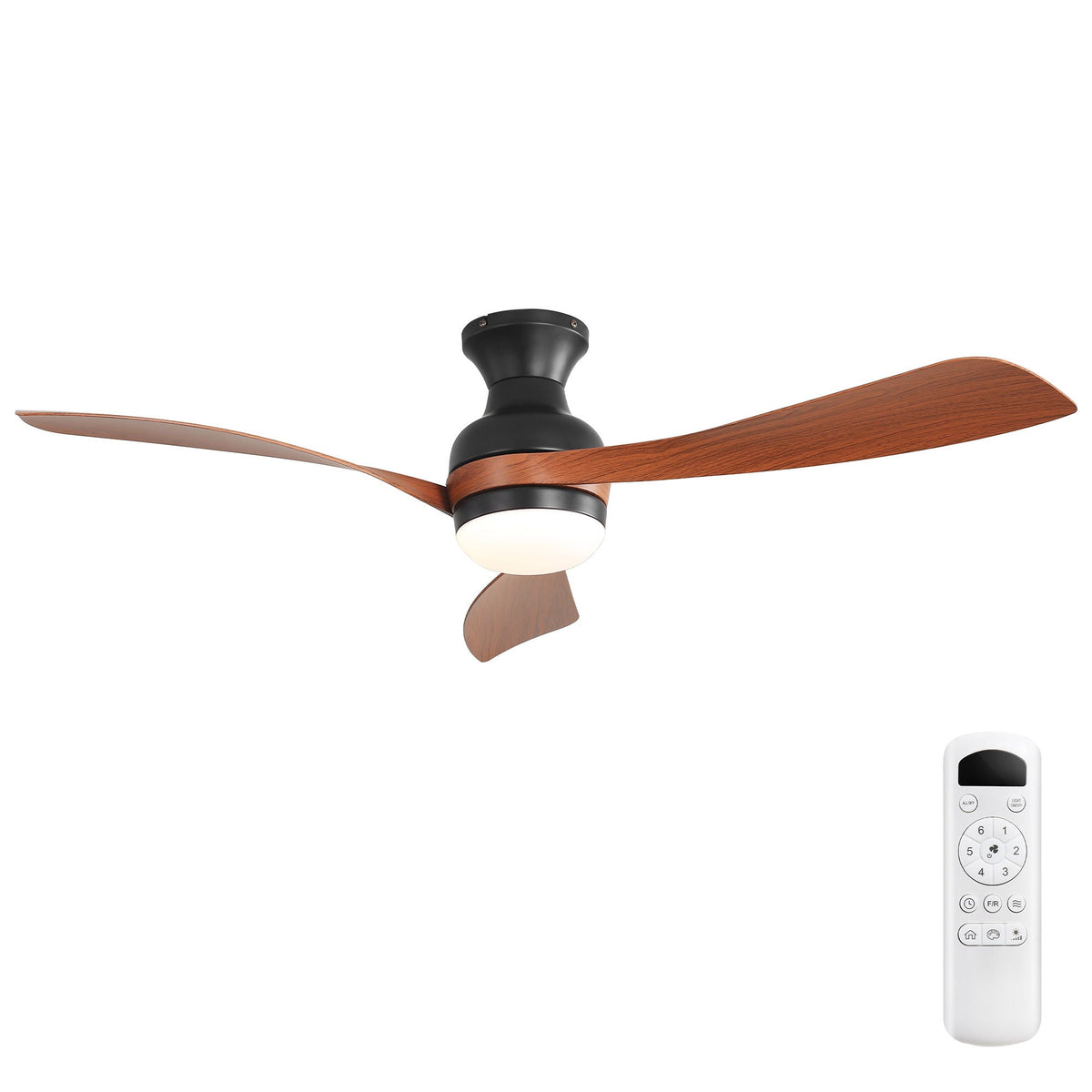 Ceiling Fan With Remote Controlled LED Light, 3 Blades, Black