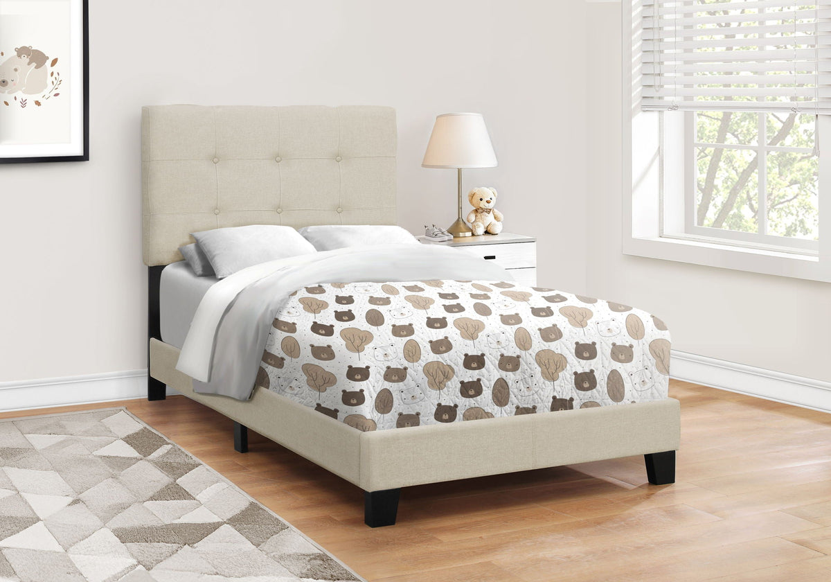 Transitional Upholstered Bed Frame with Tufted Fabric - Multiple Colors