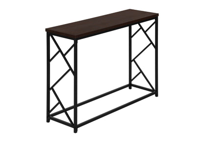 Modern Wood Look Console Table with Metal Frame - Dark Brown, Light Brown, or Dark Gray