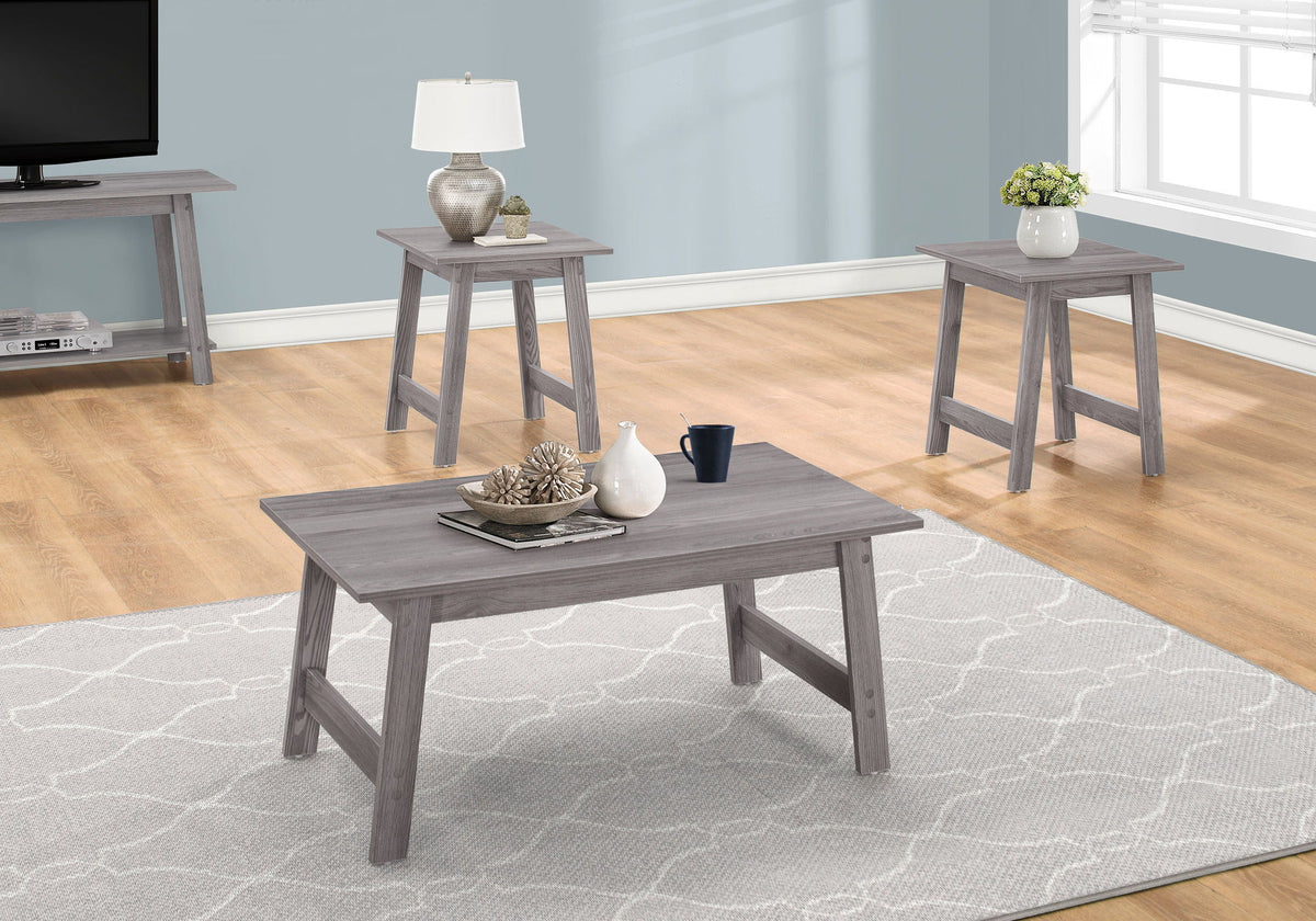 Wood Table Set of 3 with Coffee Table and End Tables - Multiple Colors